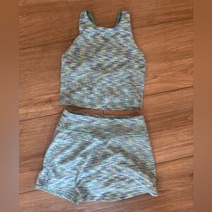 DSG Blue and Green Space-Dye Athletic Top and Bottom set size S 6/7